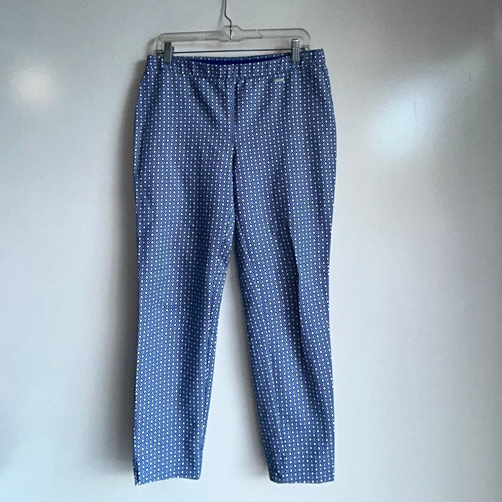 VINCE CAMUTO Women's Blue & White Print Pull-On Crop Ankle Pants Size Small